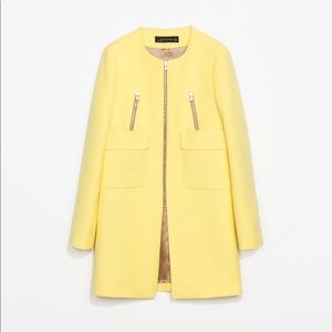 Zara yellow coat with pockets